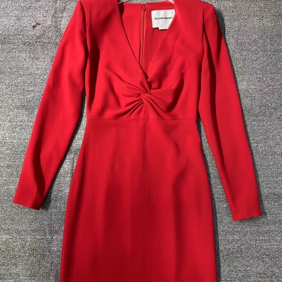 ROLAND MOURET - LONG SLEEVE LIGHT CADY MAXI DRESS - Picture 2 of 6